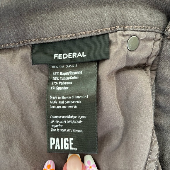 PAIGE Denim Transcend Federal Slim Straight Jean Twilight Truffle Size 34 x 32 - Picture 10 of 14